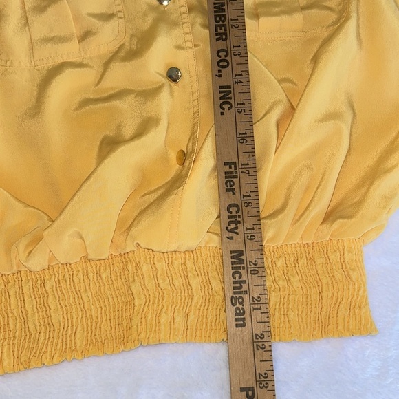 VINTAGE CLAUDIA BARNES SMOCKED WAIST YELLOW BLOUSE WOMENS SIZE 10 - Picture 6 of 6